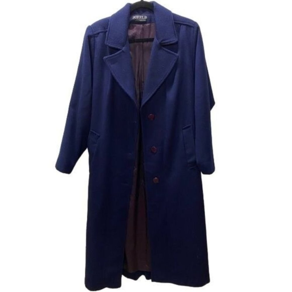Wool Blend Jofeld blue TRENCH COAT size approx S - XL with belt